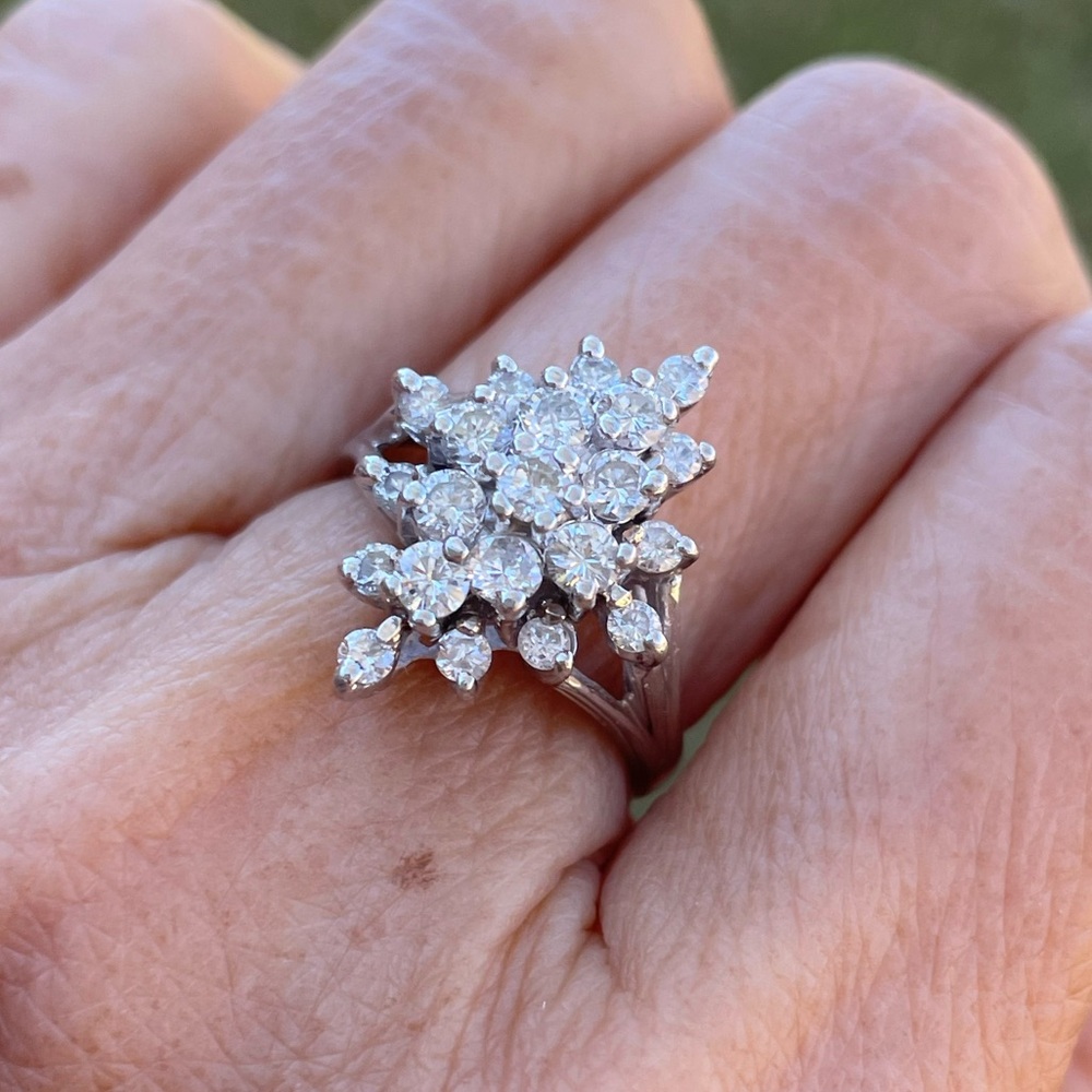14k Tiered Diamond Cluster Ring